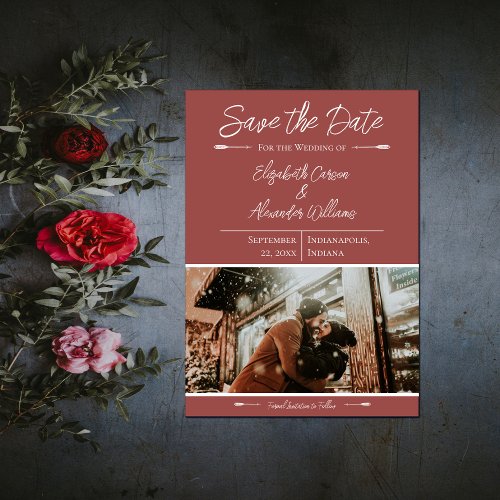 Modern Photo Save The Date  Terracotta