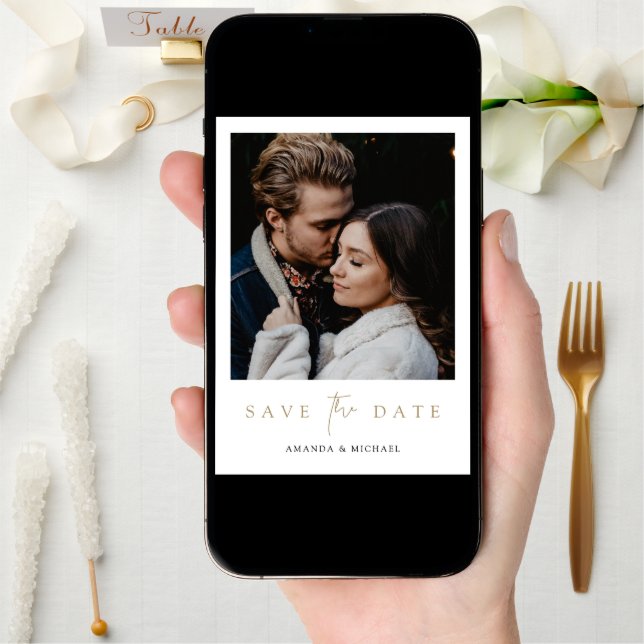 Modern Photo Save the Date Wedding Invite Template (Front Digital)