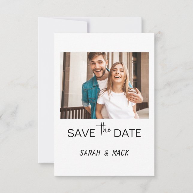 Modern Photo Save the Date Wedding Invite Template (Front)