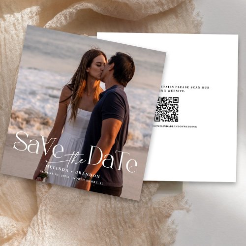 Modern Photo Save The Date Wedding QR Code Invitation