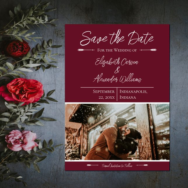 Modern Photo Save The Date | Wine Red (Modern Photo Save the Date - Wine Red)