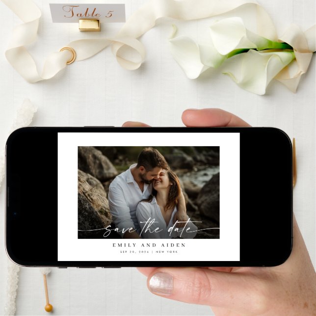 Modern Photo Save The Date With Qr Code (Front Digital)