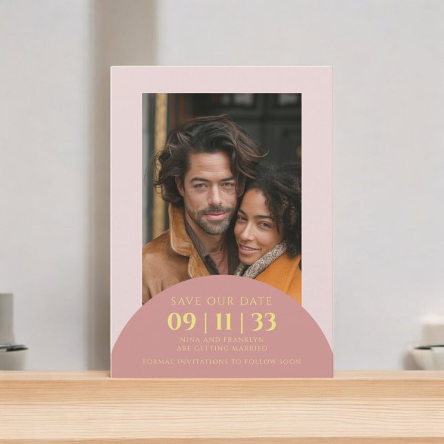 Modern photo save the wedding date card  (photo modern arch save the date card fully editable to suite your needs)