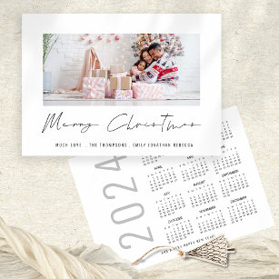 Modern Photo Script 2024 Calendar Merry Christmas Holiday Card