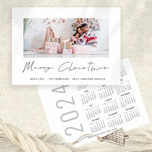 Modern Photo Script 2024 Calendar Merry Christmas Holiday Card