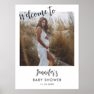 Modern Photo Script Baby Shower Welcome Poster