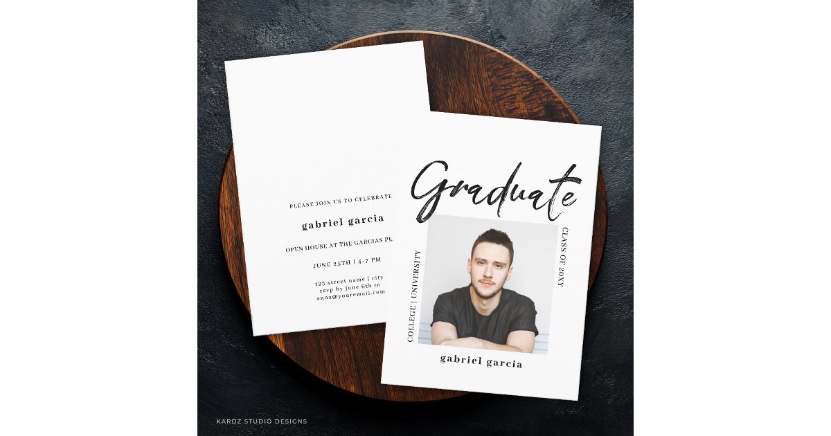 Grad Party Invite Script Modern Photo Script College Graduate Party Invitation | Zazzle