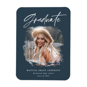 Modern photo script contemporary graduation magnet