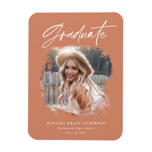 Modern photo script contemporary graduation magnet