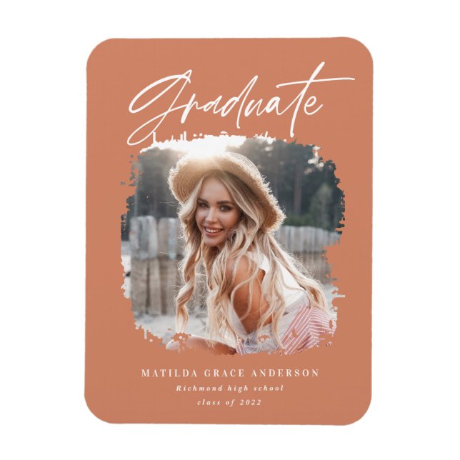 Modern photo script contemporary graduation magnet (Vertical)