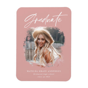 Modern photo script contemporary graduation magnet