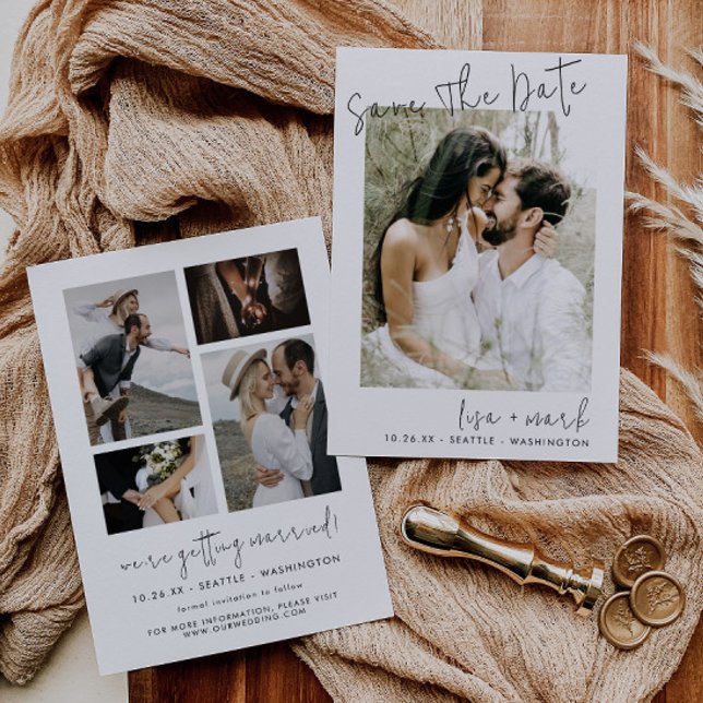Modern Photo Script Engagement Save the Date Invitation (Creator Uploaded)