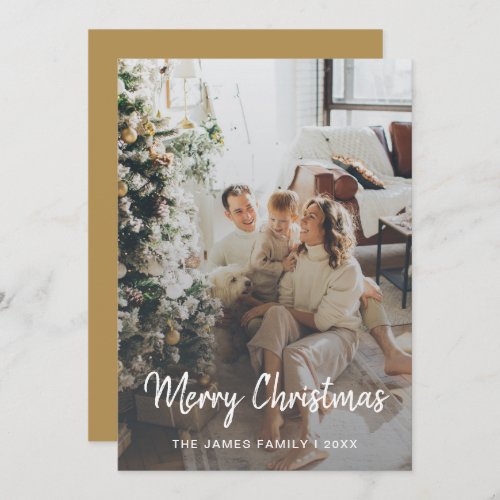 Modern Photo Script Family Christmas Card 