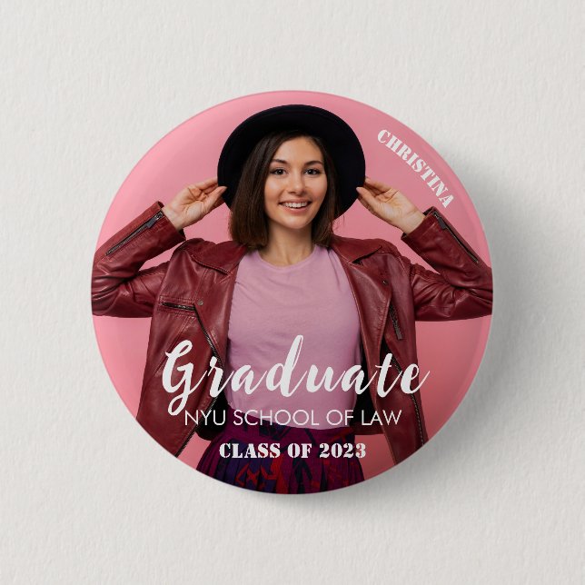 Modern Photo Script Graduation Button (Front)