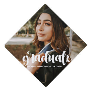 Modern photo script graduation Tassel Topper