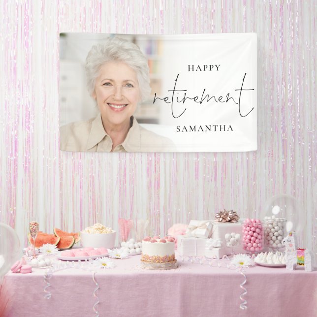 Modern Photo Script Happy Retirement Banner (Party)