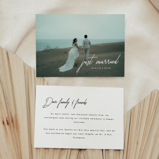 Modern Photo Script 'Just Married' Wedding Announcement