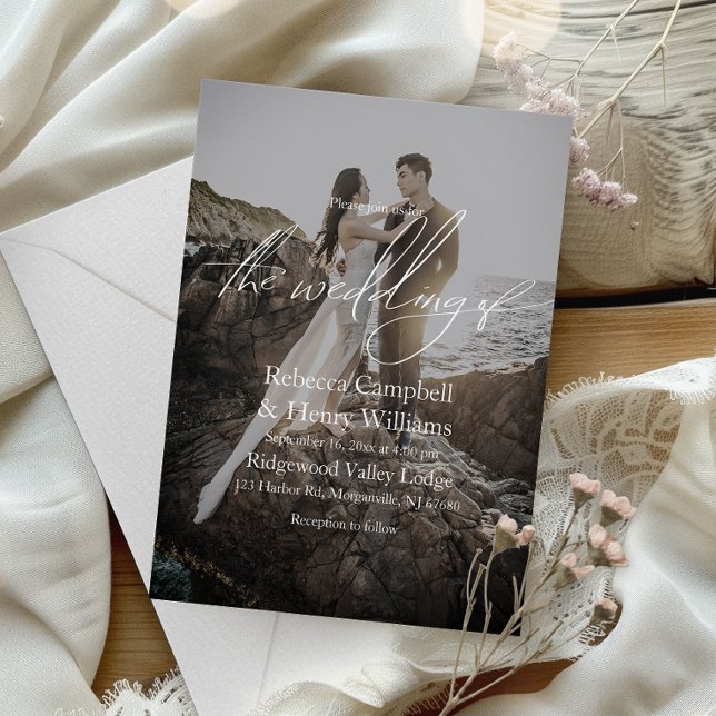 Modern Photo Script Monogram Elegant Wedding Invitation (Elevate your celebration with our elegant wedding invitation. Personalized for unforgettable moments)