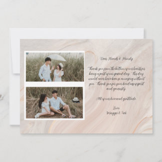Modern Photo & Script Text Wedding Thank You Card