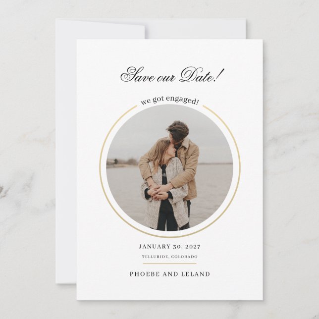 Modern Photo Script Wedding Save The Date (Front)