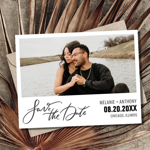 Modern Photo Script Wedding Save the Date Announcement Postcard