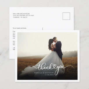 Modern Photo Script Wedding Thank You Card