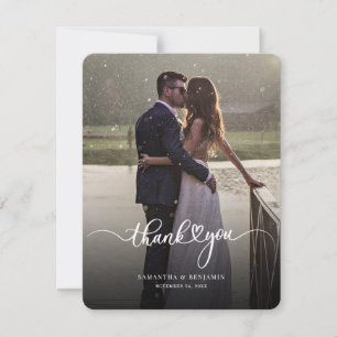 Modern Photo Script Wedding Thank You Note Card