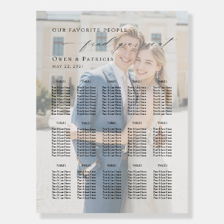 Modern photo seating plan up to 15 tables  foam board