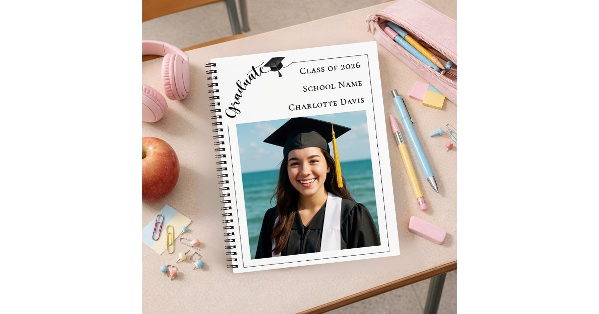 Modern photo senior school Graduation Notebook | Zazzle