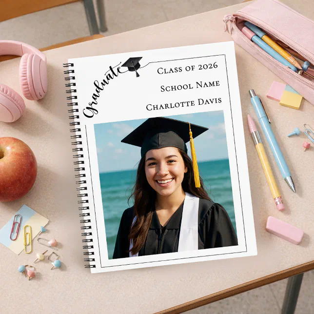 Modern photo senior school Graduation Notebook | Zazzle