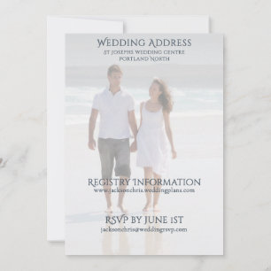 Modern Photo Serif Typography Beach Wedding Invitation