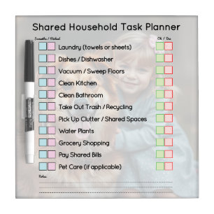 Modern Photo Shared Household Task Planner Dry Erase Board