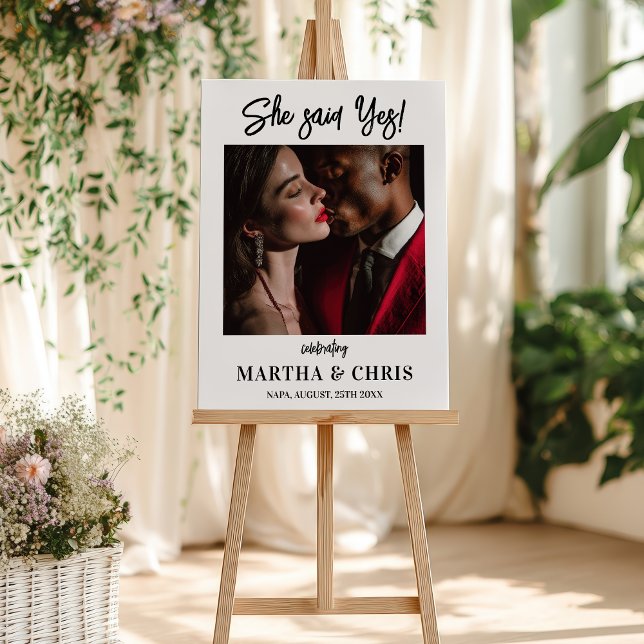 Modern photo She said yes wedding engagement Foam Board (Modern photo She said yes wedding engagement Foam Board)