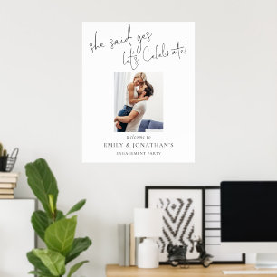 Modern Photo She Said Yes Welcome Engagement Party Poster