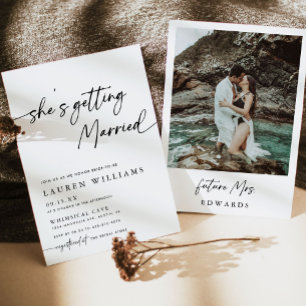 Modern Photo She's Getting Married Bridal Shower Invitation