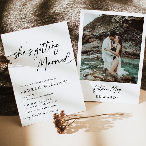 Modern Photo Shes Getting Married Bridal Shower Invitation