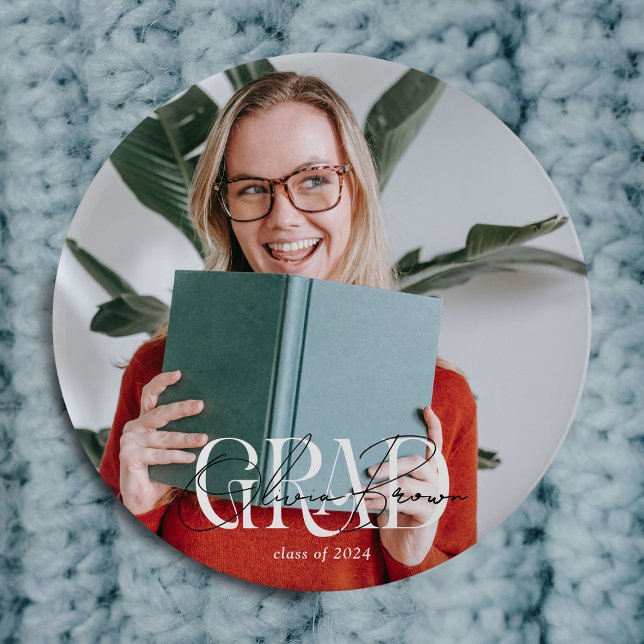 Modern Photo & Signature Graduate  Button (Creator Uploaded)