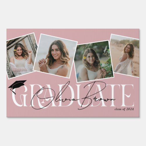 Modern Photo  Signature Graduation Yard  Sign