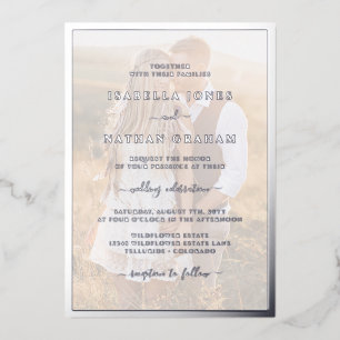 Modern Photo Silver Wedding Foil Invitation
