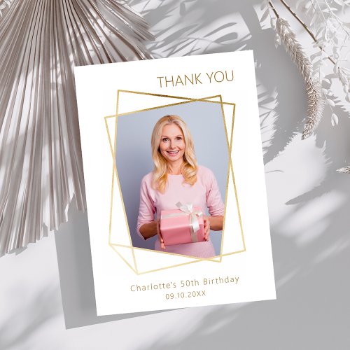 Modern photo simple birthday Thank you card