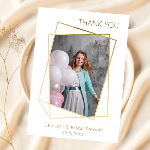 Modern photo simple Bridal Shower Thank you card