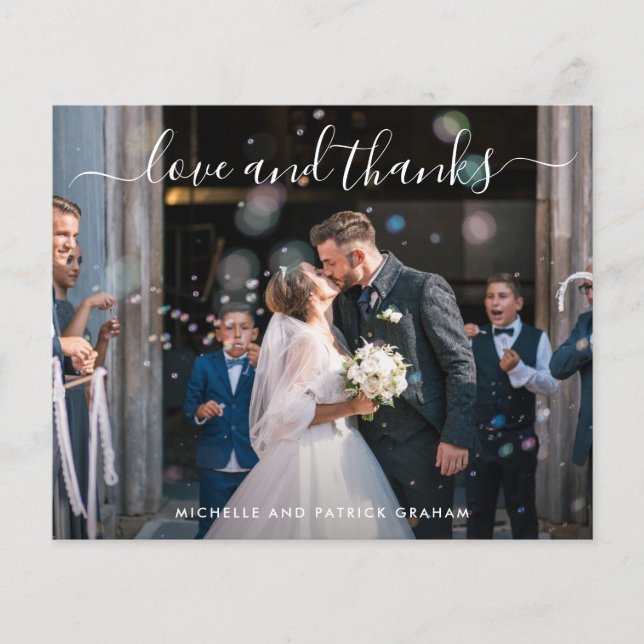 Modern Photo Simple Budget Wedding Thank You Card (Front)
