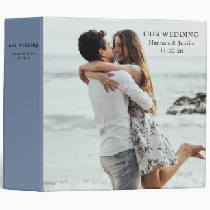Modern Photo Simple Dusty Blue Wedding Planner 3 R Ring Binder