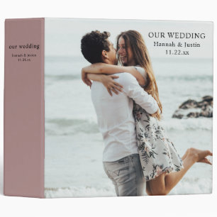 Modern Photo Simple Mauve Pink Wedding Planner 3 R 3 Ring Binder