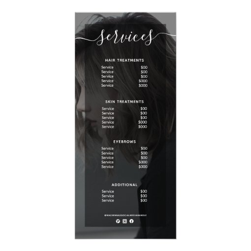 Modern Photo Simple Salon Service Menu Price List | Zazzle