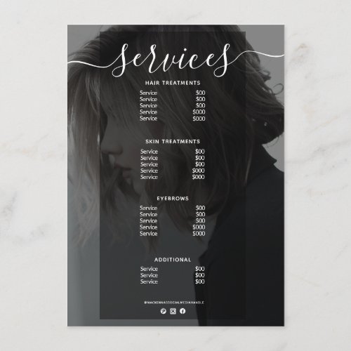 Modern Photo Simple Salon Service Menu Price List