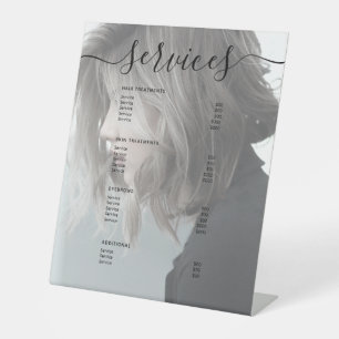 Modern Photo Simple Salon Service Menu Price List Pedestal Sign