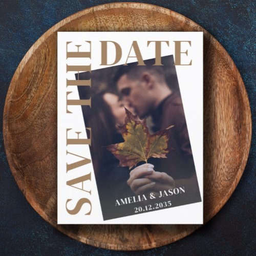 Modern Photo Simple Typography Save the Date Announcement Postcard