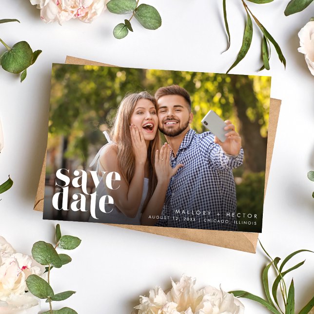 Modern Photo Simple Typography Wedding  Save The Date (Modern Photo Simple Typography Wedding Save The Date)