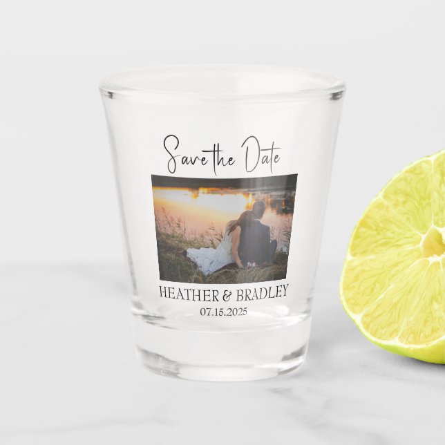 Modern Photo Simple Unique Minimalist Wedding  Shot Glass (Front)
